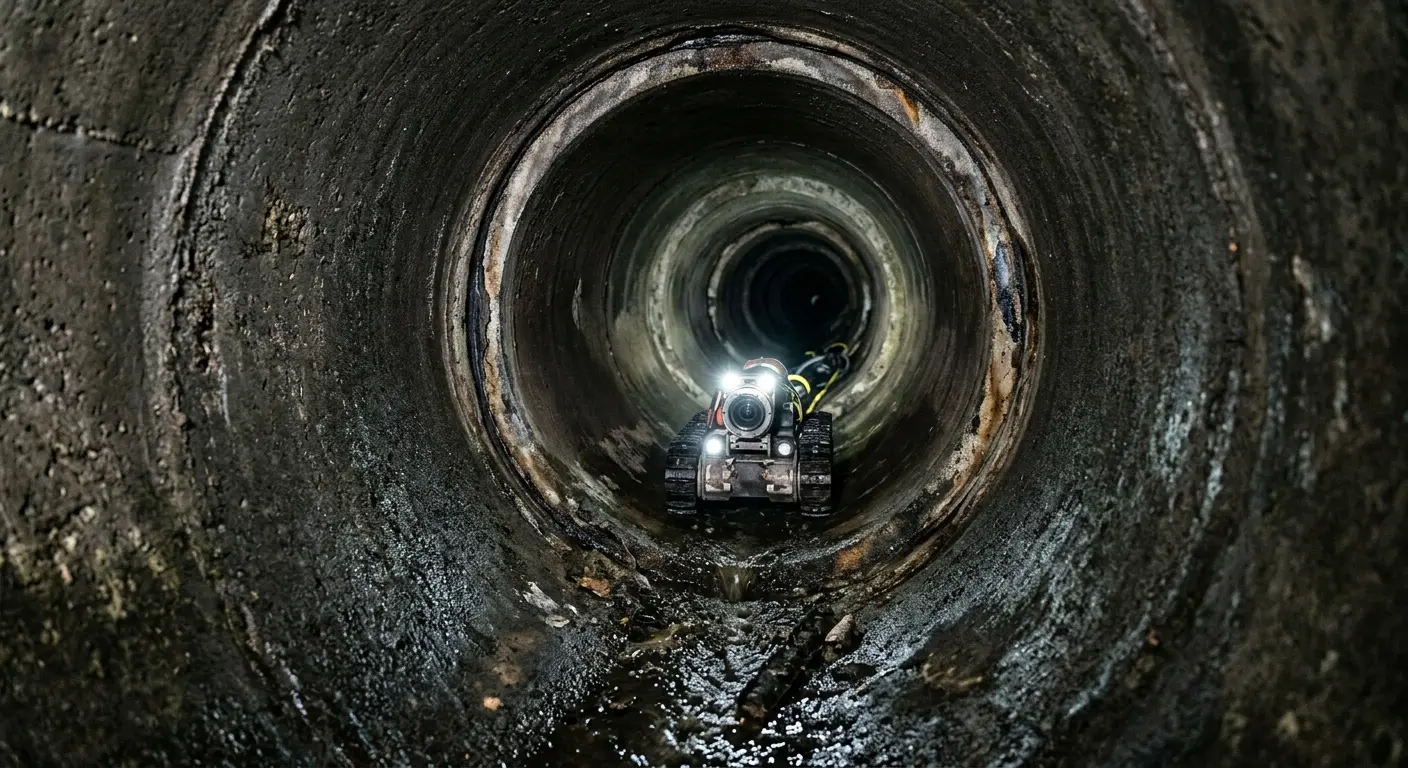 Robotic sewer camera inspecting pipe interior for Sewer Line Repair in California Polytechnic State University
